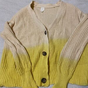 Yellow Ombre button cardigan